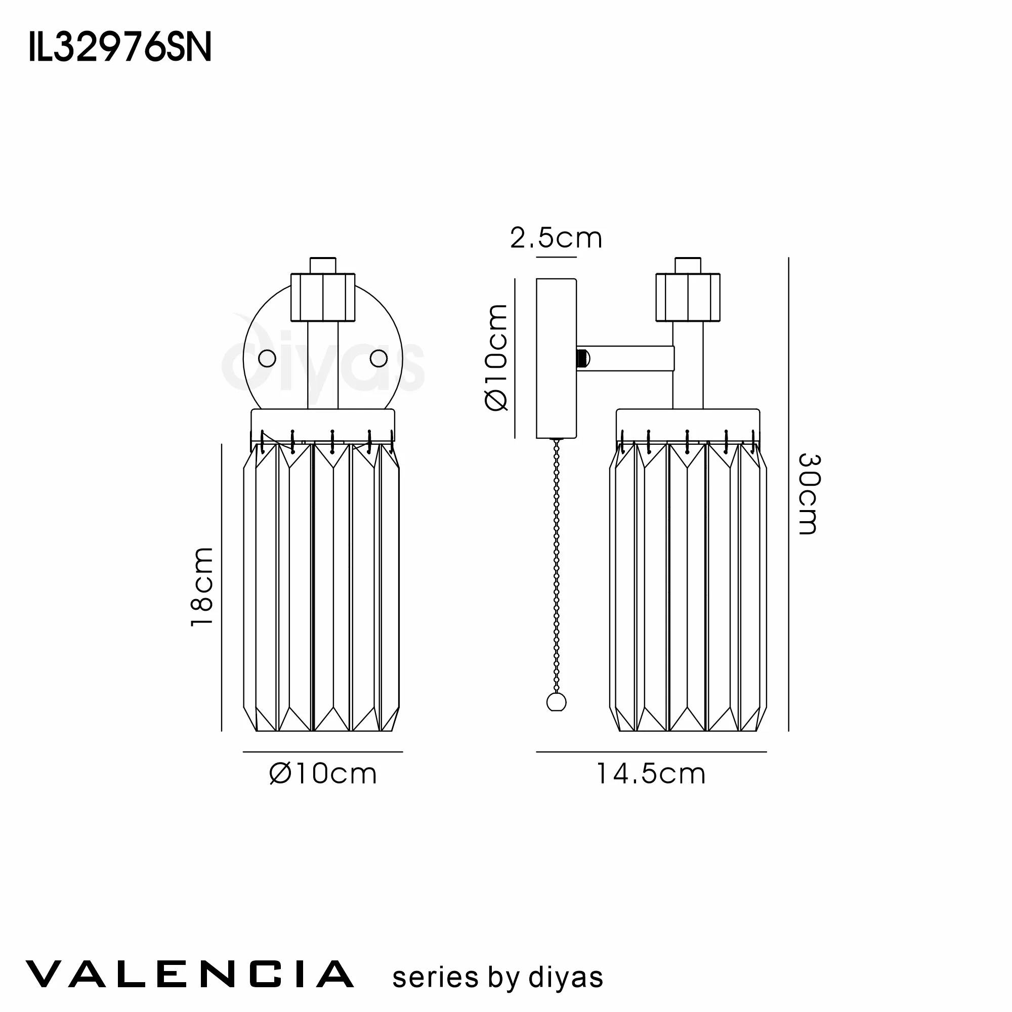 Valencia Crystal Wall Lights Diyas Armed Wall Lights